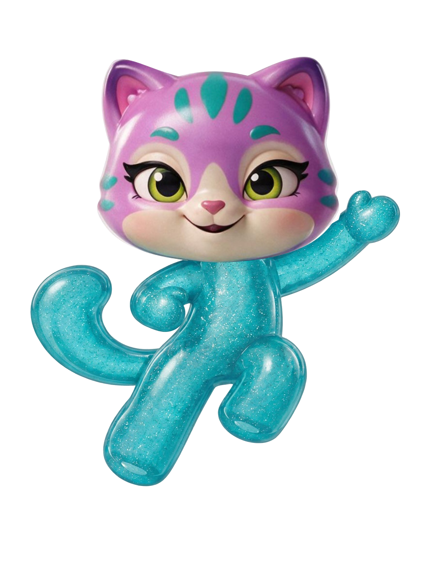 Kitten, the aqua Elasti Cutie, jumping